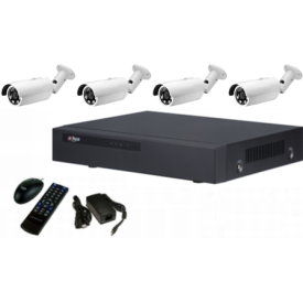 4 channel IP NVR with POE + 4, IP Bullet Cameras