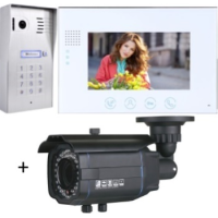 *Classic 4-wire, surface mount video doorphone & keypad + 7 inch white intercom monitor + Outside Bullet Camera