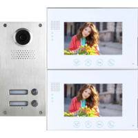Classic 4-wire, surface mount video doorphone for 3 apartments + 3, 7 inch monitors with white surround