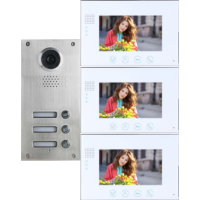 video doorbell for 2 apartments + 2 color monitor in black case