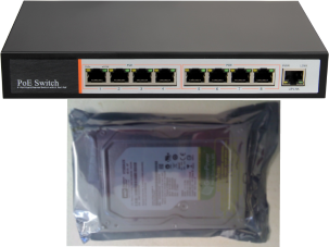 POE Network Switch + hard disk drive