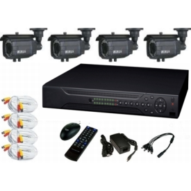 4 channel DVR + 4, Bullet Cameras + Accessories