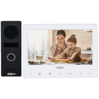 *Black video doorbell + 7 inch colour monitor in white case