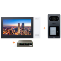 Dahua 7 inch colour monitor + surface mount video doorphone + powered network distributor
