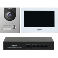 *Dahua 7 inch colour monitor + flush mount video doorphone + powered network distributor 
