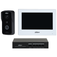 *Dahua IP Intercom with white monitor, charcol surface mount doorphone, PoE network Switch