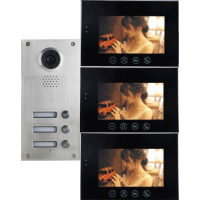 *Classic 4-wire, surface mount video doorphone for 3 apartments + 3, 7 inch monitors with white surround