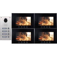 *Classic 4-wire, surface mount video doorphone for 4 apartments + 4, 7 inch monitors with white surround