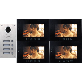 Classic 4-wire, surface mount video doorphone for 4 apartments + 4, 7 inch monitors with white surround