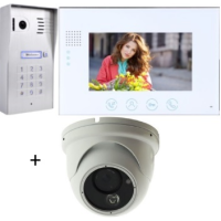 Classic 4-wire, surface mount video doorphone & keypad + 7 inch white intercom monitor + Outside Bullet Camera