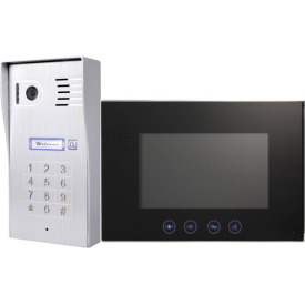 Video doorbell with inbuilt keypad + colour monitor in black case 