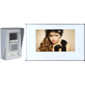 Classic 4-wire, surface mount video doorphone + 7 inch white intercom monitor