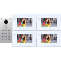 *Classic 4-wire, surface mount video doorphone for 2 apartments + 4, 7 inch monitors with white surround